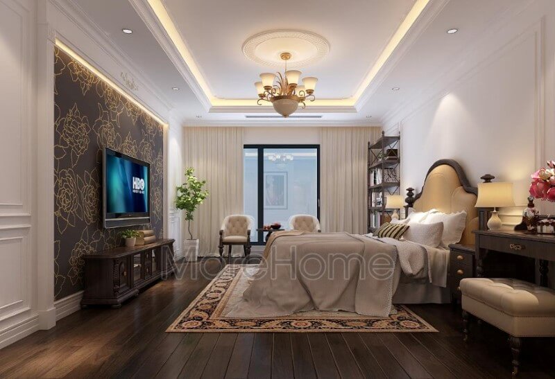 Phòng ngủ master ấn tượng với mẫu giường ngủ cao cấp Thiết kế chung cư