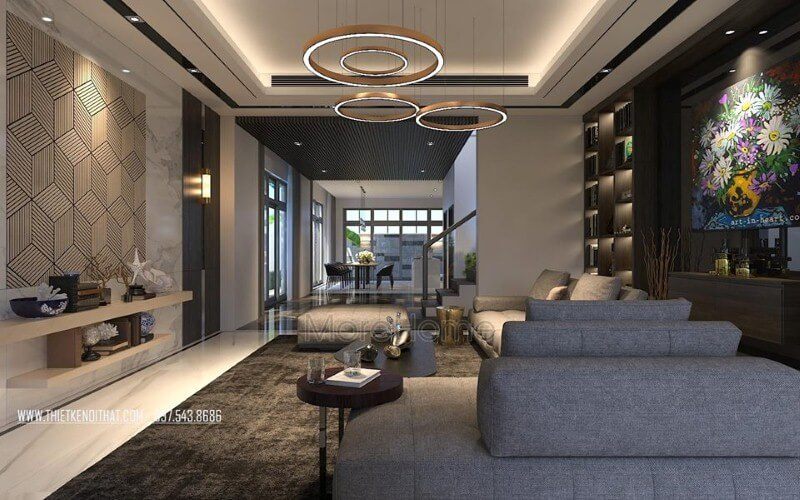 Trang trí nội thất phòng khách liền phòng ăn hiện đại, đẹp cho nhà phố, biệt thự.